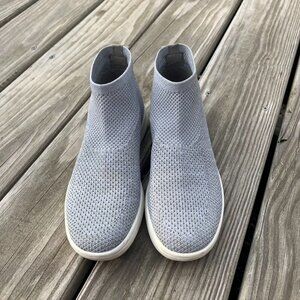 Eileen Fisher Gray Sneakers Platform slip on woven knit tenns shoes pull on 5.5